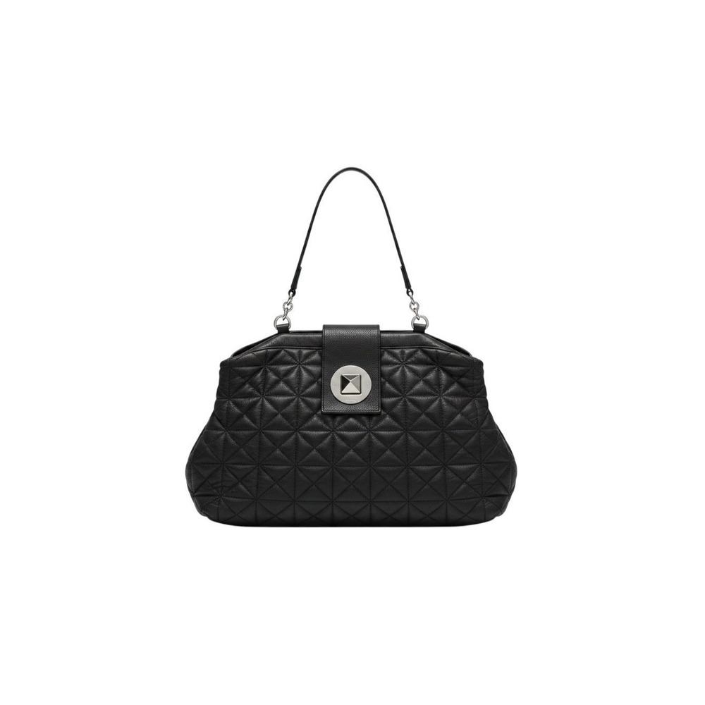Kate Spade Shoulder Bag Womens Medium Black Excellent Quilted Leather Frame Bag